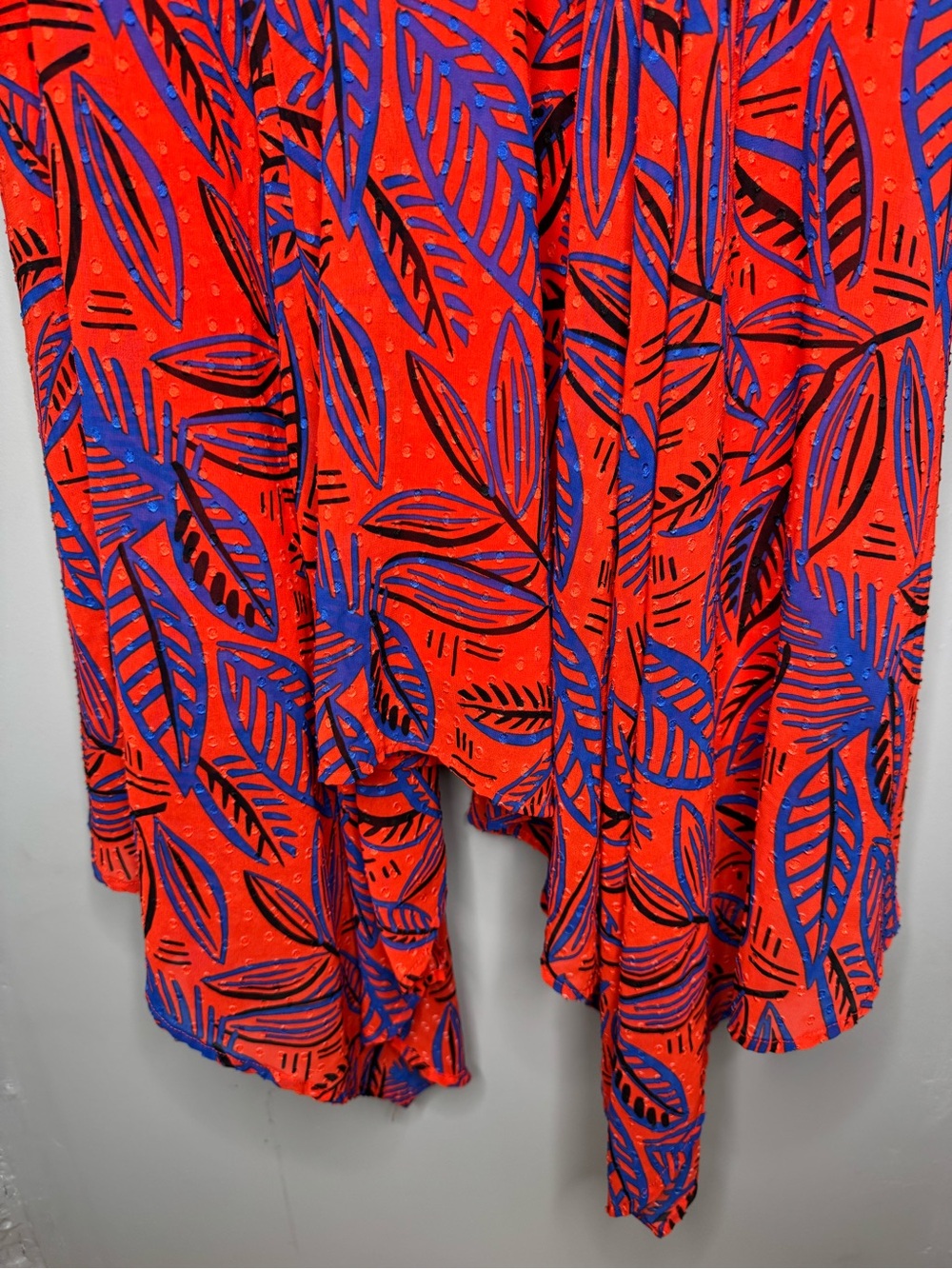 Alexis for Target red and blue tropical leaf print Asymmetrical hem dress formal - Picture 5 of 9